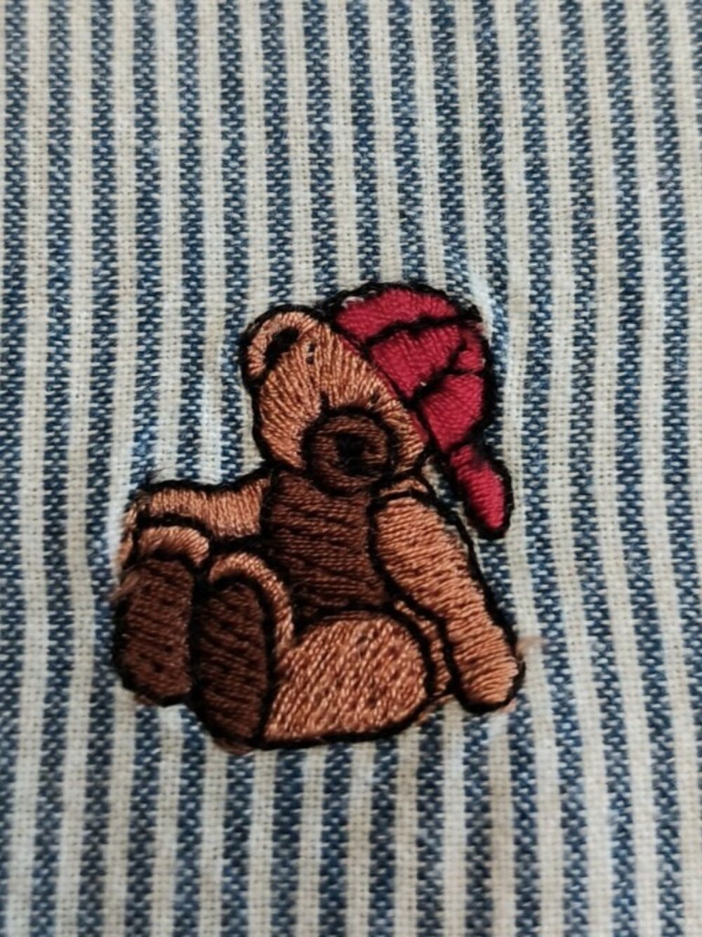Vintage Casey & Max Striped Embroidered Shirt 2 Pieces Cottagecore Cats/Hearts M - Picture 16 of 16